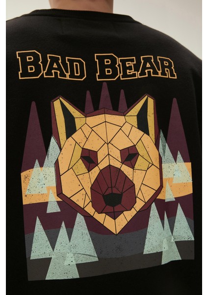 Bad Bear Geofox Crewneck Siyah Erkek Sweatshirt 22.02.12.028-C01