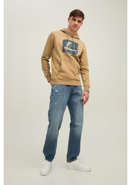 Nate Erkek Kahverengi Baskılı Kapüşonlu Sweatshirt modelleri