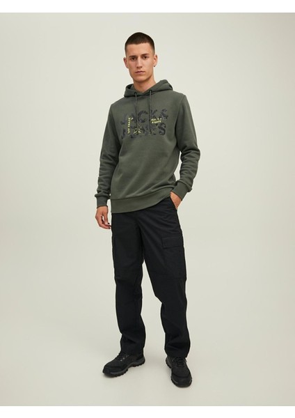 Jcotech Logo Sweat Hood Yeşil Erkek Sweatshirt 12216242-Fores