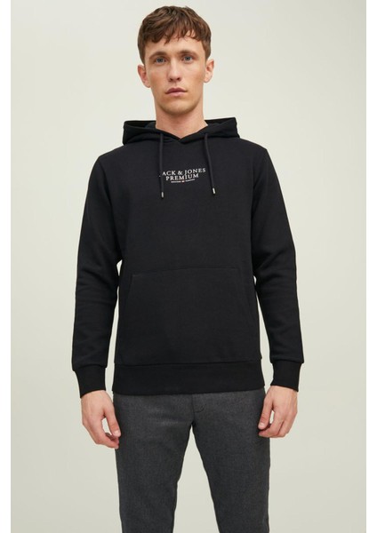 Jack & Jones Jprbluarchıe Sweat Hood Noos Siyah Erkek Sweatshirt 12216335-Black