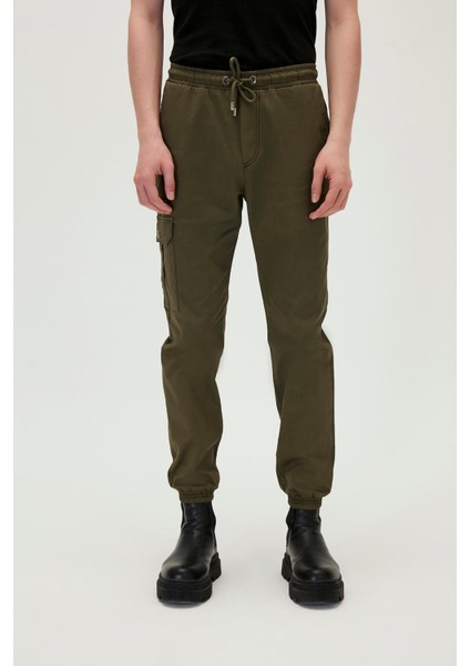 21.01.16.003_Boston Normal Bel Regular Fit Düz Haki Erkek Kargo Pantolon