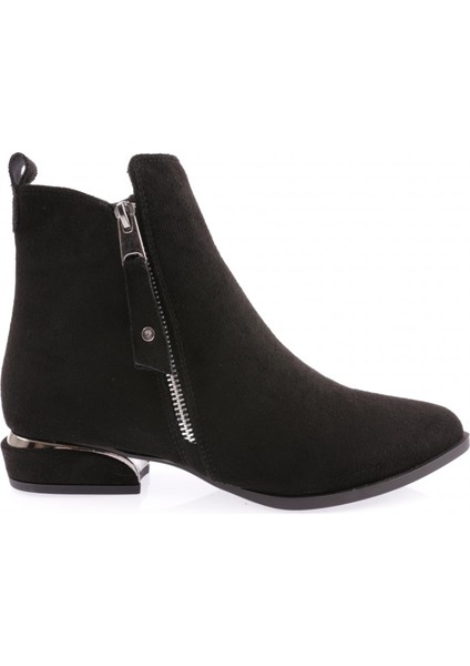 PM309-K15 Sivri Burun Yanlari Metal Fermuarli Çerçeve Topuklu Kadin Bot