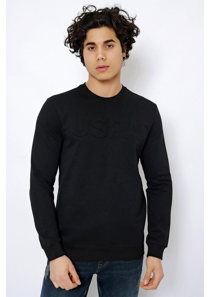Bisiklet Yaka Siyah Erkek Sweatshirt JELLYSK022