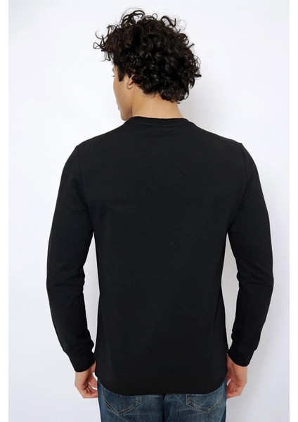 Bisiklet Yaka Siyah Erkek Sweatshirt JELLYSK022 modelleri