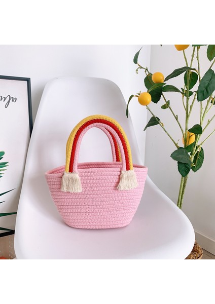 Moda Büyük Kapasiteli Gökkuşağı Dokuma Tote Çanta Omuz Çantası Hasır Çanta fiyatları