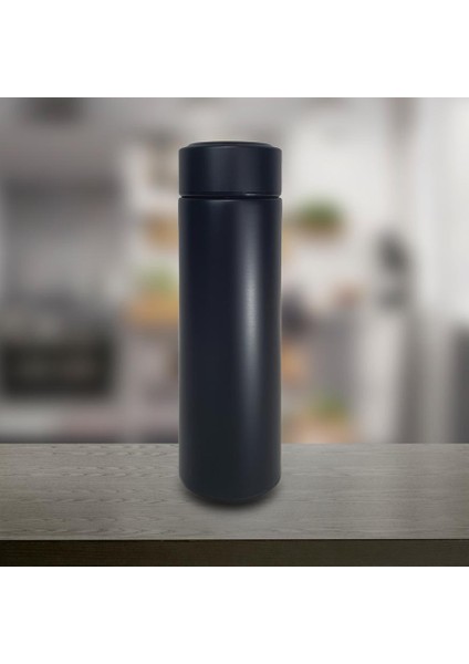 Dijital Sıcaklık Göstergeli Süzgeçli Siyah Termos 450 ml fiyatları