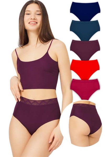 Basic Yüksek Bel Lazer Kesim Bikini Külot 5'li Paket