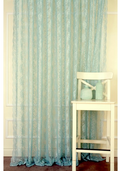 Fransız Danteli Fon Tül Turkuaz 1-2 Seyrek Pile 130X260