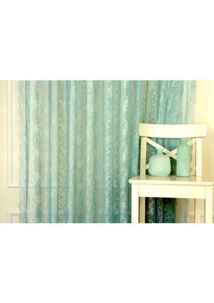 Fransız Danteli Fon Tül Turkuaz 1-2 Seyrek Pile 130X260 fiyatları