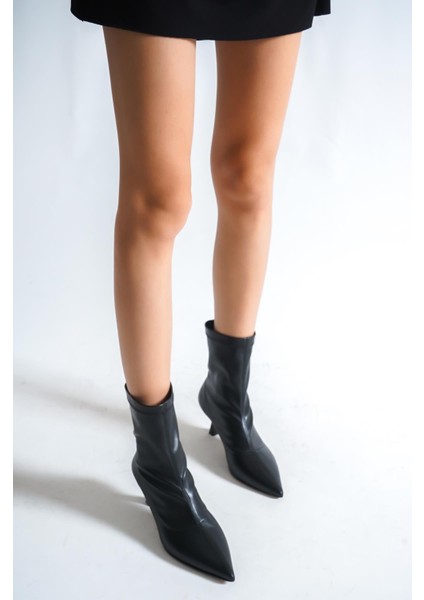 Kadın Kısa Topuklu Bot Suni Deri İnce Topuk 6 cm Rahat Yürüyüş modelleri