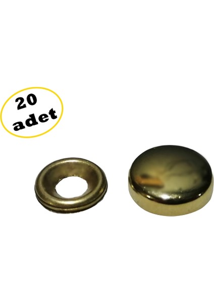 20 Adet Gold Dekoratif Vida Kapağı Vida Kapak Çap 20 Mm