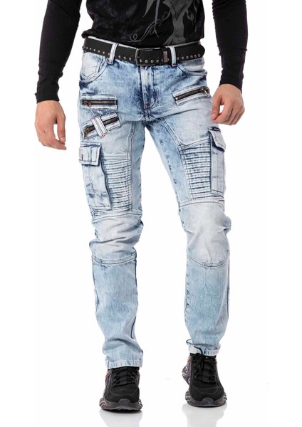 CD798 Biker Buz Mavisi Kargo Pantolon