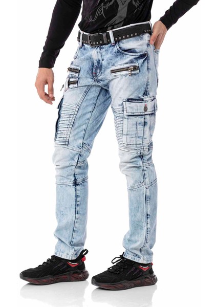CD798 Biker Buz Mavisi Kargo Pantolon