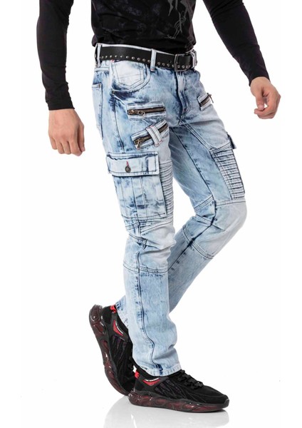 CD798 Biker Buz Mavisi Kargo Pantolon fırsatları