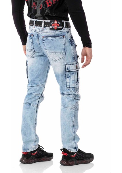 CD798 Biker Buz Mavisi Kargo Pantolon indirimleri