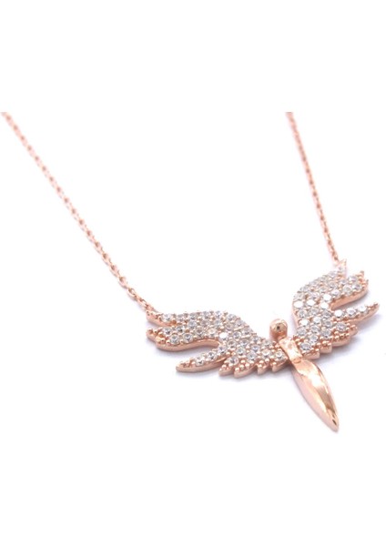 Mikail (Huzur) Meleği Zirkon Taşlı Rose Gümüş Kolye GK-116 modelleri