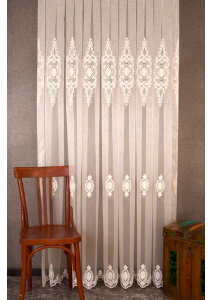 Madalyon Krem Brode Tül 1-3 Sık Pile 300X260