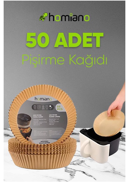 Fritöz Airfryer Pişirme Kağıdı Yağlı Kağıt Yuvarlak 5l- 50 Adet