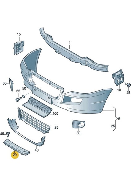 Vw Crafter 2006-2016 Ön Tampon Orta Izgara Basamak 2E0807396