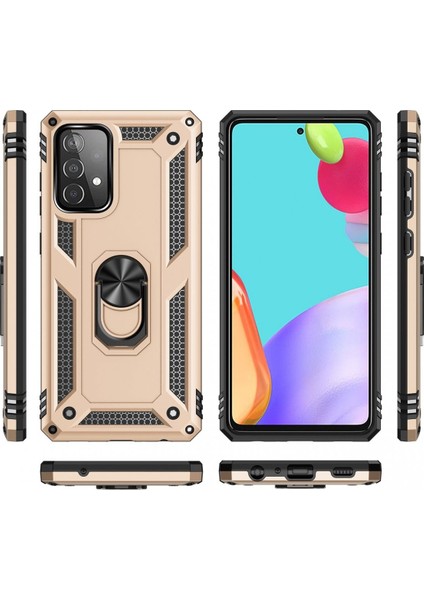 Samsung Galaxy A73 5g Kılıf Sofya Yüzüklü Silikon Kapak - Gold