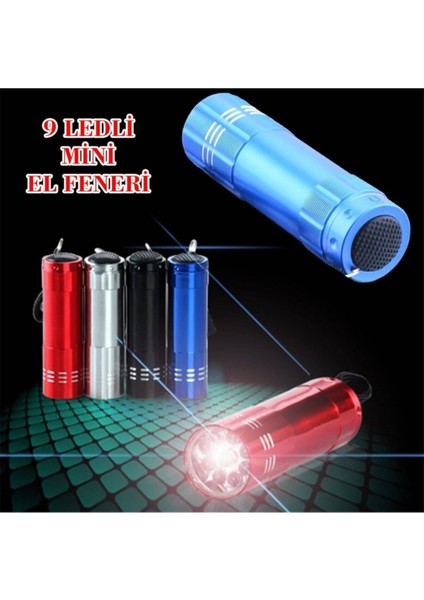 9 LED Metal El Feneri Taşınabilir Cep Feneri
