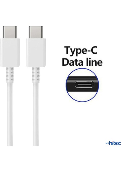 3A 50W Type-C to Type-C Data ve Şarj Kablosu 1metre Beyaz DN980
