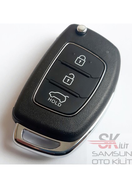 Hyundai Anahtar Kumanda Kabı Metal Logolu TOY48 Uçlu (Orta Kanal)
