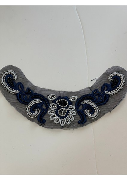 23X5 cm Taşlı Boncuklu Tasarım Kıyafet Yaka Aksesuarı Aplik Dikiş