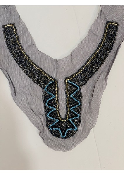 24X27CM Taşlı Boncuklu Tasarım Kıyafet Yaka Aksesuarı Aplik Dikiş