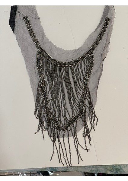 24X35 cm Taşlı Boncuklu Tasarım Kıyafet Yaka Aksesuarı Aplik Dikiş