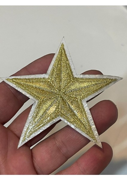 8x8 cm Ütü Ile Yapışan Altın Renkli Yıldız Aplik Arma Yama Aksesuar