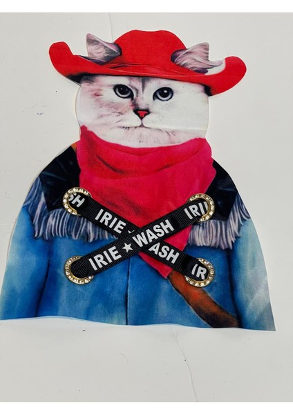 25X19 cm Şapkalı Kedi Aplik Arma Yama Aksesuar