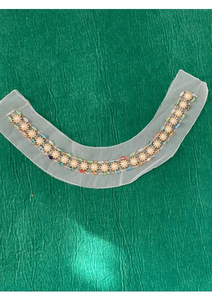 38X2 cm Inci Boncuk ve Renkli Boncuk Işleme Giyim Aksesuar Yakalık