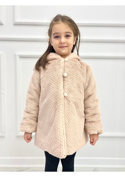 Chaton Dor Kapüşonlu Pelüş Kız Çocuk Mont