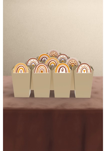 Boho Natural Gökkuşağı Temalı 10'lu Mısır Kutusu