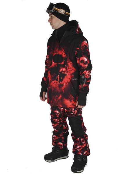 SS7941 Skull Erkek Snowboard Mont ve Pantolon Takımı