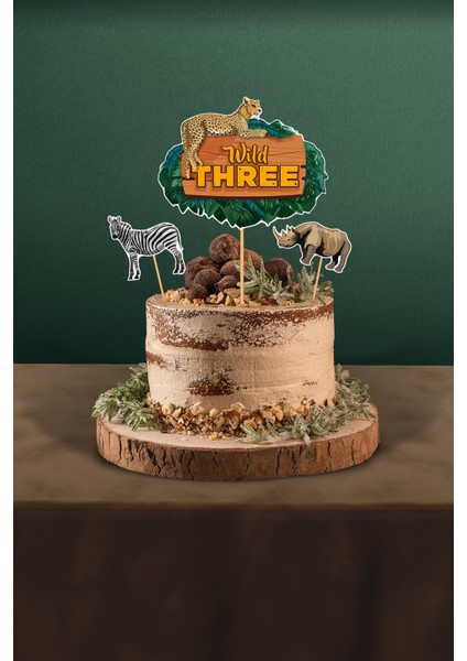 Safari Temalı Wild Three 3’lü 3 Yaş Pasta Süsü