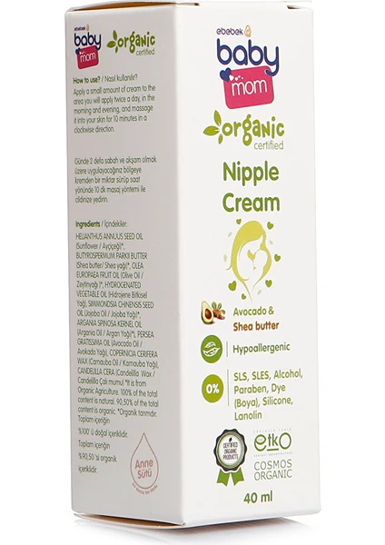 Baby Mom Organik Anne Göğüs Ucu Kremi 40ML