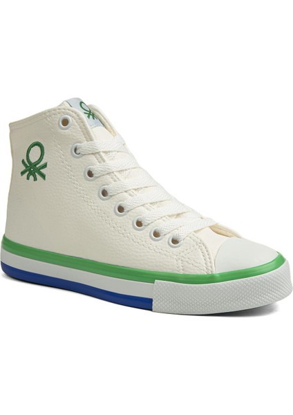 Benetton® | BN-30726 - 3374 Beyaz Yesil - Kadın Spor Ayakkabı