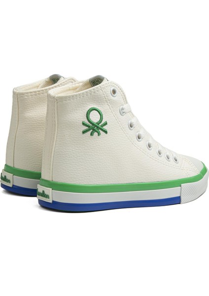 Benetton® | BN-30726 - 3374 Beyaz Yesil - Kadın Spor Ayakkabı
