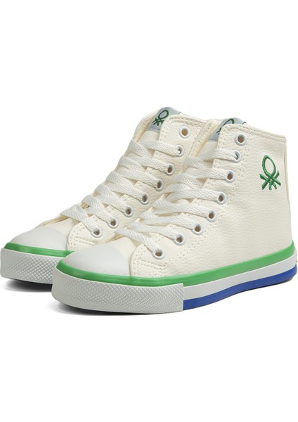 Benetton® | BN-30726 - 3374 Beyaz Yesil - Kadın Spor Ayakkabı