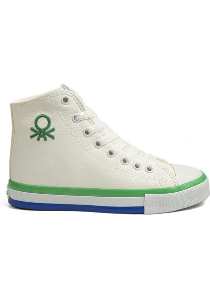 Benetton® | BN-30726 - 3374 Beyaz Yesil - Kadın Spor Ayakkabı