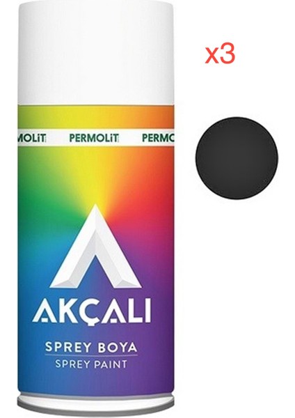 Sprey Boya 3'lü Set (Parlak Siyah 326 - 400 ml / 3 Adet Sprey Boya + 1 Adet Eldiven)