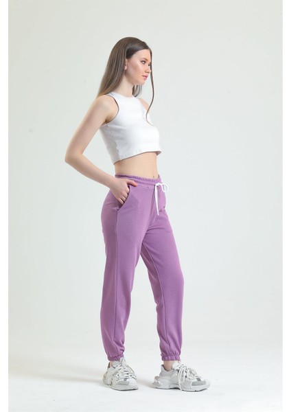 Koyu Lila Lastikli Jogger Eşofman Altı modelleri