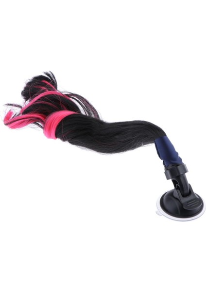Kask Örgüler/ At Kuyruğu Gradyanı Kıvırcık Saç Vites Fincanı Siyah + Pembe (Yurt Dışından)