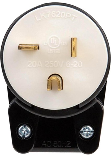 LK7620P 6-20P Topraklama Kilitleme Fişi, 20V Ac, 2 Kutup Virajı (Yurt Dışından)