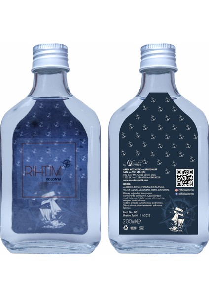 Rıhtım Kolonya 200 ml Cam Şişe / Kutulu