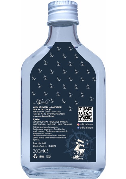 Rıhtım Kolonya 200 ml Cam Şişe / Kutulu