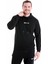 Siyah Regular Fit Düz Kapüşonlu Pamuklu Kanguru Cep Sweatshirt 1