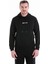 Siyah Regular Fit Düz Kapüşonlu Pamuklu Kanguru Cep Sweatshirt 2